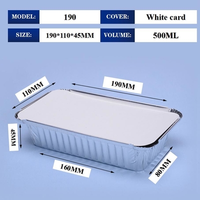 190*110*45MM 식품 포장판 음식 500ml 상자 트레이 뚜?? 이 있는 알루미늄 일회용 용기 알루미늄 필름 용기