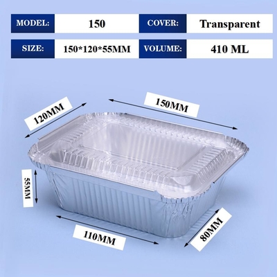 제조사 주문형 일회용 식품용 알루미늄 필름 점심 상자 컨테이너 커버 410ml 150*120*55mm