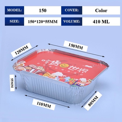 제조사 주문형 일회용 식품용 알루미늄 필름 점심 상자 컨테이너 커버 410ml 150*120*55mm