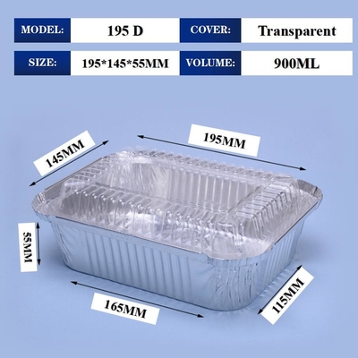 맞춤형 알루미늄 필름 점심 상자 195d 900ml 195*145*55mm