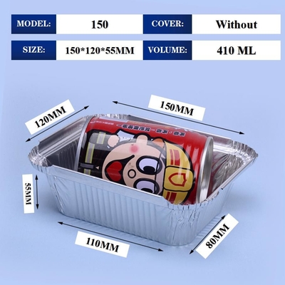 제조사 주문형 일회용 식품용 알루미늄 필름 점심 상자 컨테이너 커버 410ml 150*120*55mm