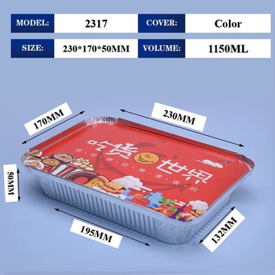 1150ML 알루미늄 필름 점심 상자 230mm*170mm*50mm 위생 오염