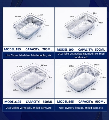 Aluminum Foil Lunch Box 213mm Freezer Safe Eco-Friendly Food Storage