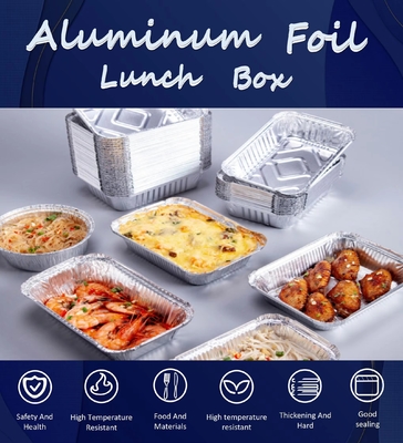 Aluminum Foil Lunch Box 213mm Freezer Safe Eco-Friendly Food Storage